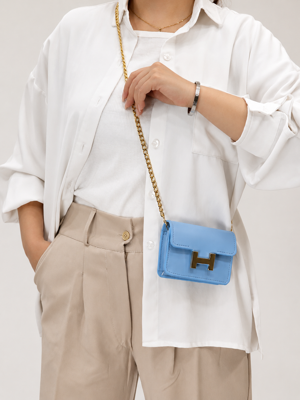 کیف مینی بگ زنانه هرمس (Hermès) مدل مجلسی با قفل H و بند زنجیری